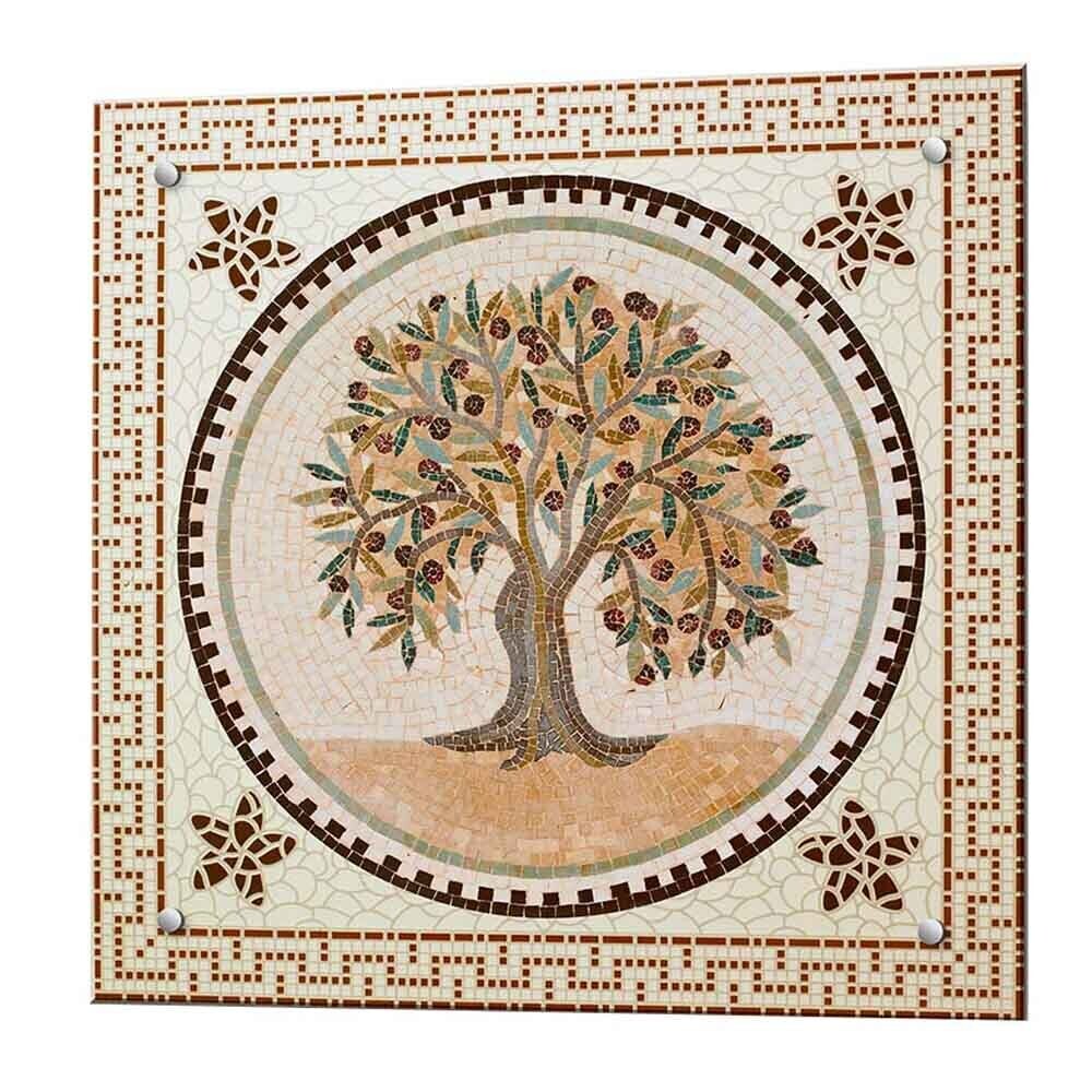 Панель стеновая закаленное стекло для кухни 600х600х4 мм греческая мозаика