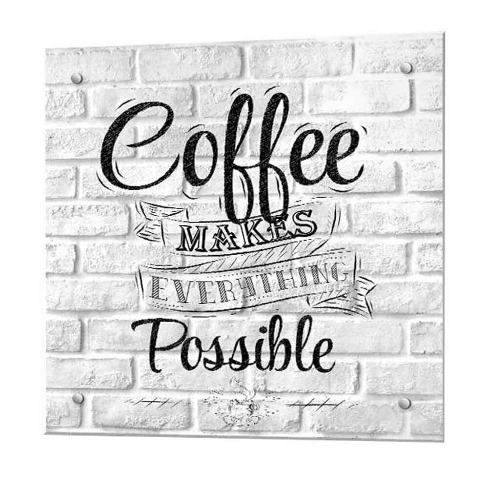 Панель стеновая закаленное стекло для кухни 600х600х4 мм кофейное меню