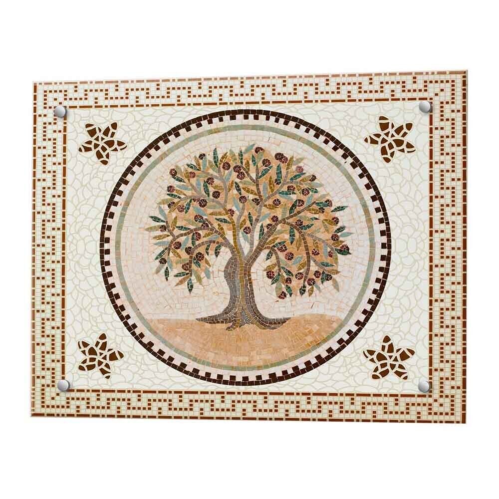 Панель стеновая закаленное стекло для кухни 600х500х4 мм греческая мозаика