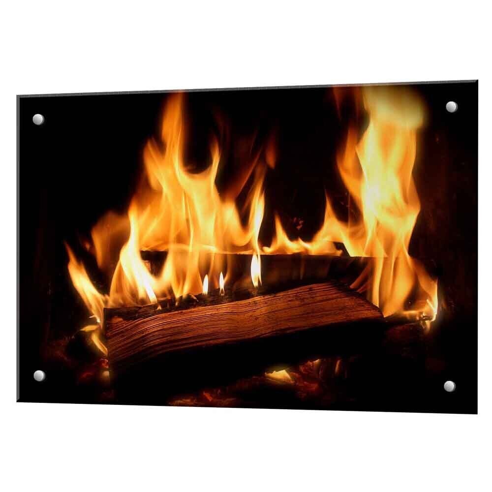 Панель стеновая закаленное стекло для кухни 900х600х4 мм костер