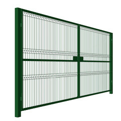 Изображение товара Ворота распашные с панелью 3D и столбами Оптима 4х2 м зеленые RAL 6005