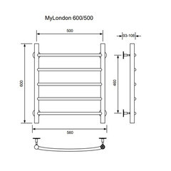 Полотенцесушитель водяной MyFrea MyLondon 600х500 мм белый - фото 3