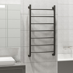 Полотенцесушитель водяной MyFrea MyLondon 1000х500 мм лесенка черный - фото 4