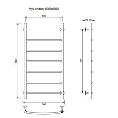 Полотенцесушитель водяной MyFrea MyLondon 1000х500 мм лесенка черный - фото 3