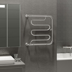 Полотенцесушитель водяной MyFrea ПМ-2 600х500 мм фокстрот с боковым подключением 600 мм с полкой хром - фото 3