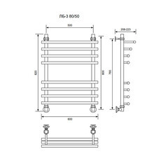 Полотенцесушитель водяной Nika ЛБ-3 800х500 мм лесенка хром - фото 3