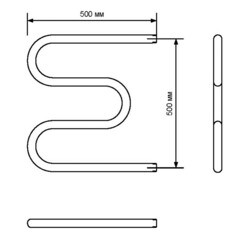Полотенцесушитель водяной MyFrea М-1 500х500 мм м-образный черный - фото 2
