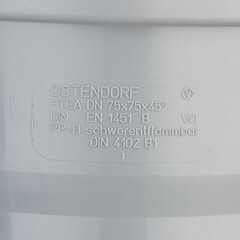 Тройник Ostendorf HTEA d75 мм 45° пластиковый для внутренней канализации (113200) - фото 2
