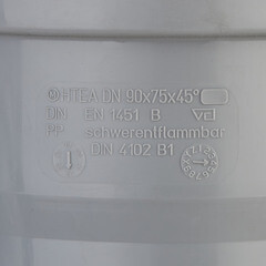 Тройник Ostendorf HTEA d90х75 мм 45° пластиковый для внутренней канализации (114210) - фото 2