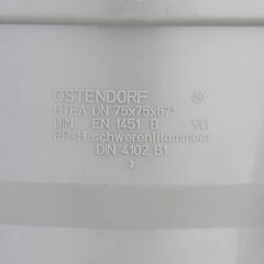 Тройник Ostendorf HTEA d75 мм 67° пластиковый для внутренней канализации (113300) - фото 2