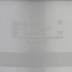 Тройник Ostendorf HTEA d75 мм 87° пластиковый для внутренней канализации (113400) - фото 2