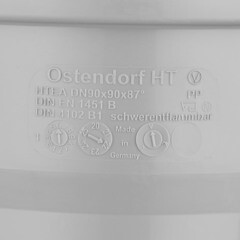 Тройник Ostendorf HTEA d90 мм 87° пластиковый для внутренней канализации (114400) - фото 2