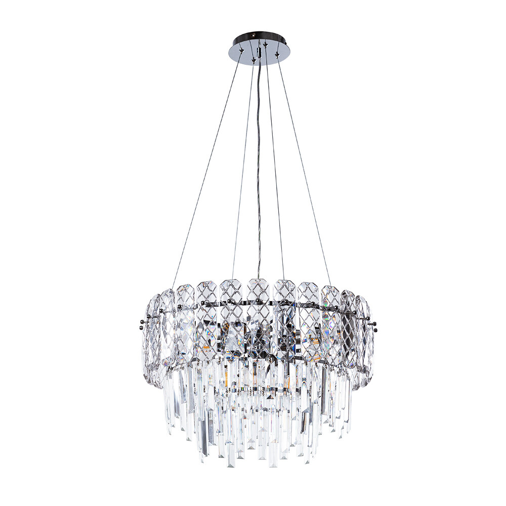 Изображение товара Подвесная люстра Arte Lamp Nicoletta E14, стиль Ар-деко, хром, 8 ламп, 320 Вт