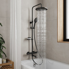 Душевая система Milardo Ideal Spa с верхним душем с лейкой с изливом черная (ILSBLTHM06) - фото 4