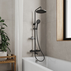 Душевая система Milardo Ideal Spa с верхним душем с лейкой с изливом черная (ILSBLTHM06) - фото 3