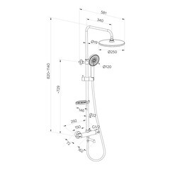 Душевая система Milardo Ideal Spa с верхним душем с лейкой с изливом хром (ILSSBTHM06) - фото 3