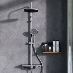 Душевая система Damixa Apollo с верхним душем с лейкой черная (947760300) - фото 7