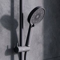 Душевая система Damixa Apollo с верхним душем с лейкой черная (947760300) - фото 6