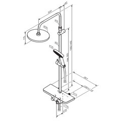 Душевая система Damixa Apollo с верхним душем с лейкой черная (947760300) - фото 4