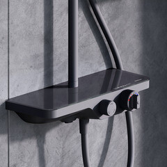 Душевая система Damixa Apollo с верхним душем с лейкой черная (947760300) - фото 5