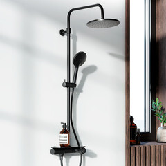 Душевая система Damixa Jupiter с верхним душем с лейкой черная (977750300) - фото 3