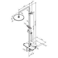 Душевая система Damixa Jupiter с верхним душем с лейкой хром (977750000) - фото 2