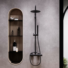 Душевая система Damixa Scandinavian Pure с верхним душем с лейкой черная (936710300) - фото 3