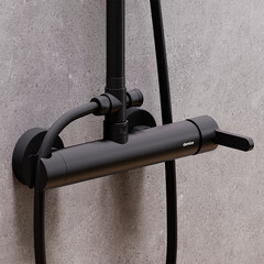 Душевая система Damixa Scandinavian Pure с верхним душем с лейкой черная (936710300) - фото 5