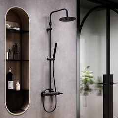 Душевая система Damixa Scandinavian Pure с верхним душем с лейкой черная (936710300) - фото 4