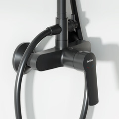 Душевая система Damixa Jupiter с верхним душем с лейкой черная (977710300) - фото 6