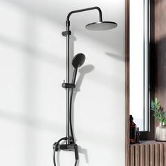 Душевая система Damixa Jupiter с верхним душем с лейкой черная (977710300) - фото 4