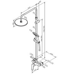 Душевая система Damixa Jupiter с верхним душем с лейкой черная (977710300) - фото 3