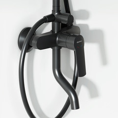 Душевая система Damixa Jupiter с верхним душем с лейкой с изливом черная (977740300) - фото 5