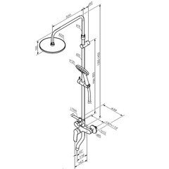 Душевая система Damixa Jupiter с верхним душем с лейкой с изливом хром (977740000) - фото 2