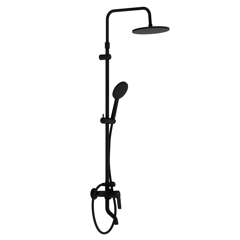 Душевая система Damixa Jupiter с верхним душем с лейкой с изливом черная (977740300)