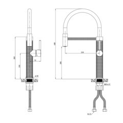 Смеситель для кухни Esko K15B черный с гибким изливом однорычажный (K51B) - фото 8