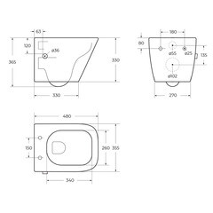 Унитаз подвесной BelBagno Due безободковый с функцией биде и сиденьем дюропласт микролифт (BB3103CHR-BS/SC) - фото 2