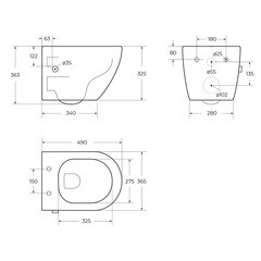 Унитаз подвесной BelBagno Uno безободковый с функцией биде и сиденьем дюропласт микролифт (BB3105CHR-BS/SC) - фото 3
