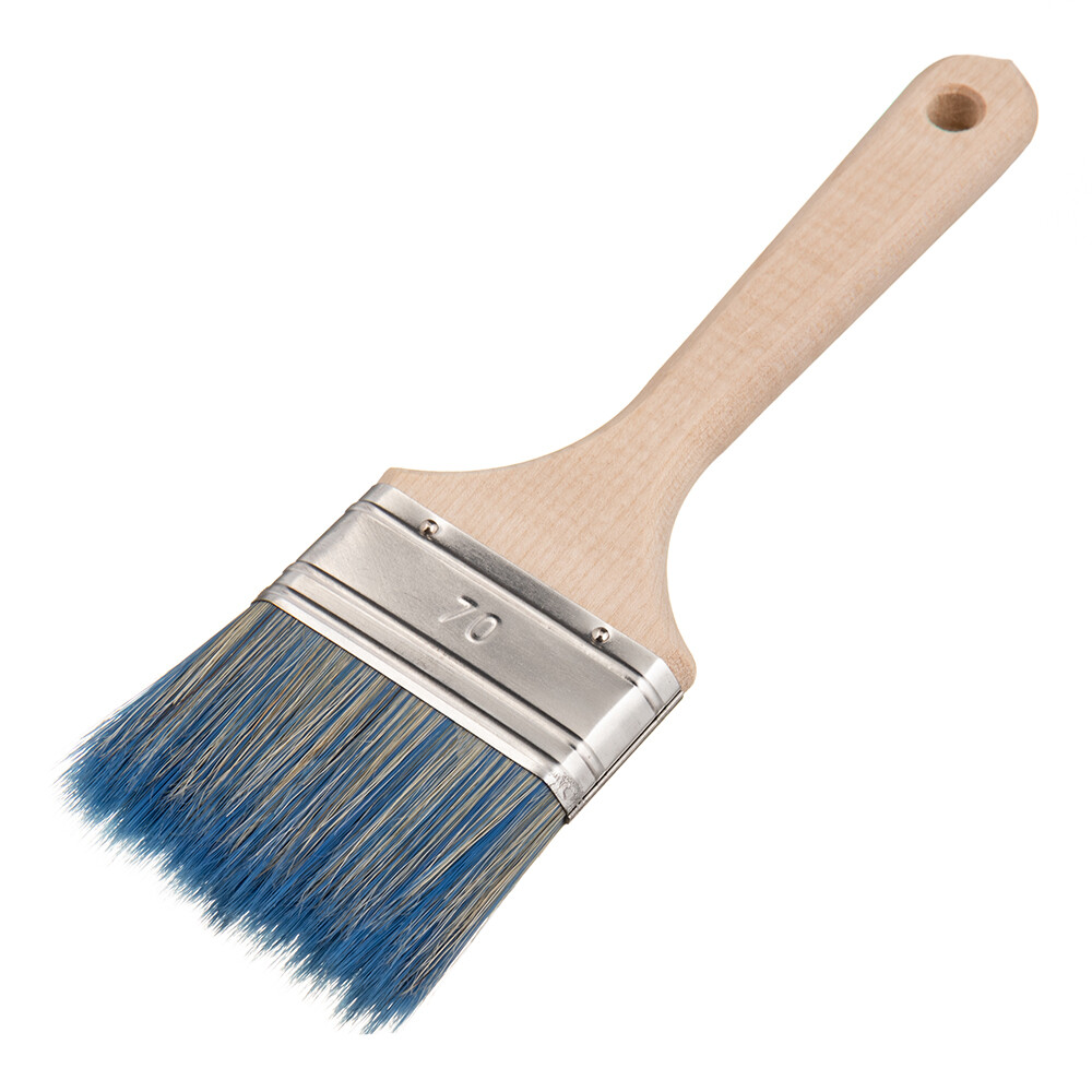 Изображение товара Кисть плоская смешанная щетина деревянная ручка Wenzo Wood 70х14 мм для красок на водной основе