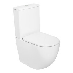 Унитаз-компакт Cezares Stylus безободковый с горизонтальным выпуском с сиденьем дюропласт микролифт белый (CZR-152-CPR/CZR-GN-SC) - фото 1