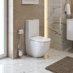 Унитаз-компакт Cezares Stylus безободковый с горизонтальным выпуском с сиденьем дюропласт микролифт белый (CZR-152-CPR/CZR-GN-SC) - фото 3