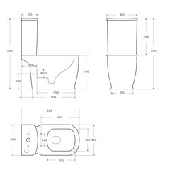 Унитаз-компакт BelBagno Prado безободковый с горизонтальным выпуском с сиденьем дюропласт микролифт белый (BB10150CP/BB10150SC) - фото 2