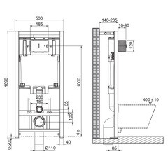 Инсталляция BelBagno 80 для подвесного унитаза без кнопки (BB002-80) - фото 3