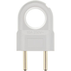 Изображение товара Вилка прямая без заземления 10 А 230 В Düwi с кольцом белая (30474 6)