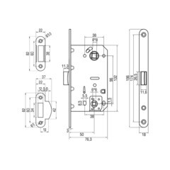 Замок врезной Palladium 600 AB для межкомнатной двери под фиксатор античная бронза - фото 2