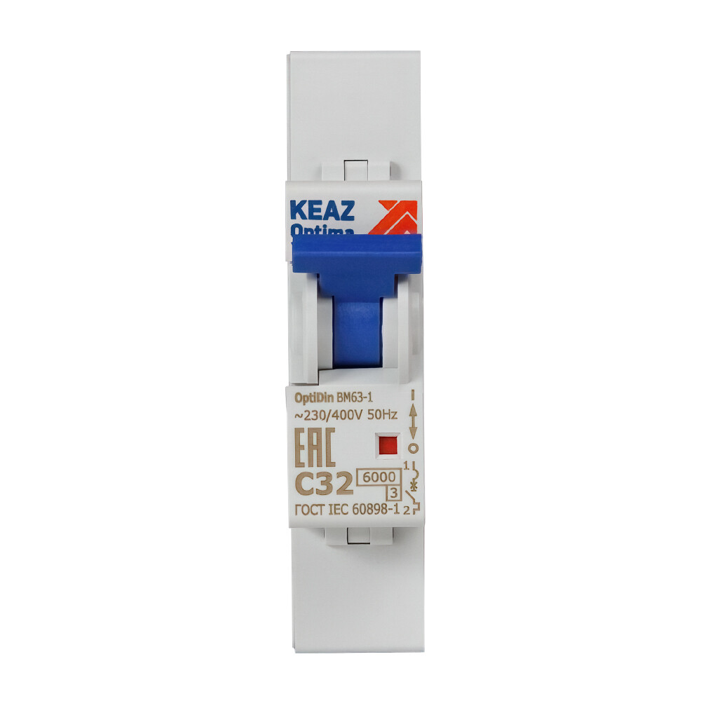 Изображение товара Автоматический выключатель модульный КЭАЗ OptiDin 1P 32А тип C 6 кА 220 В