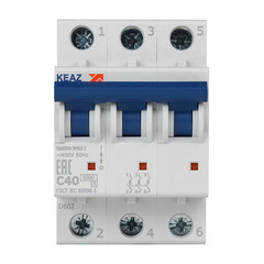 Изображение товара Автоматический выключатель модульный КЭАЗ OptiDin 3P 40А тип C 6 кА 380 В (260798)