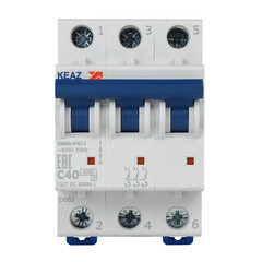 Автоматический выключатель модульный КЭАЗ OptiDin 3P 40А тип C 6 кА 380 В (260798) - фото 5