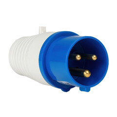 Вилка силовая прямая переносная КЭАЗ с заземлением 2P+PE 16 А 220 В IP44 синяя (222735) - фото 3