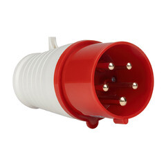 Вилка силовая прямая переносная КЭАЗ с заземлением 3Р+РЕ+N 32 А 380 В IP44 красная (222740) - фото 5
